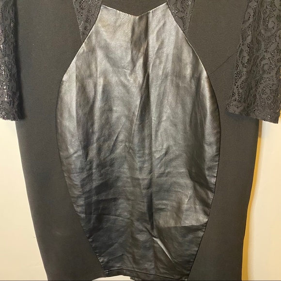 ✨asos curve black leather and lace 3/4 sleeve dress✨ - Picture 4 of 10